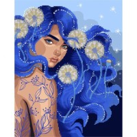 Картина по номерам Santi Дівчина с блакитним волоссям, 40*50 см. алмазна мозаїка (954869)