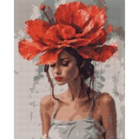 Картина по номерам Santi алмазна мозаїка Дівчина з червоною квіткою 40х50 см н (956045)
