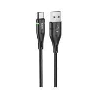 Дата кабель USB 2.0 AM to USB-C 1.2m 3A nylon aluminum with light indicator U93 black HOCO (6931474732170)