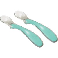 Набір дитячого посуду Nuvita силіконових ложечок Easy Eating 6м + 2 шт. зелених (NV8480COOLGREEN)