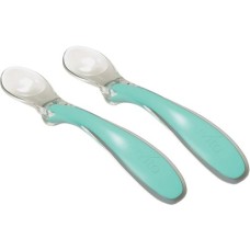 Набір дитячого посуду Nuvita силіконових ложечок Easy Eating 6м + 2 шт. зелених (NV8480COOLGREEN)