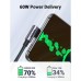 Дата кабель USB-C to USB-C 0.5m 3A 60W 90° corner US255 black/gray Ugreen (50122)