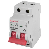 Автоматичний вимикач E.NEXT 2-п e.mcb.stand.  6А C ( 4,5кА) (s002015)