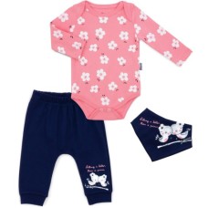 Набір дитячого одягу Miniworld з квіточками (16378-68G-pink)