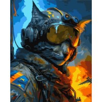 Картина по номерам Santi Войовничий кіт-привид 40*50 см ©zubenko_ai_art (954458)