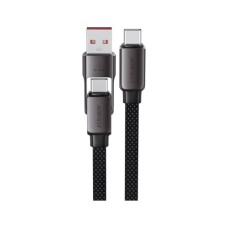 Дата кабель USB-C + USB-A to USB-C 1.2m 3.0A zink alloy C13-04 Black Acefast (6974316282334)