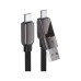 Дата кабель USB-C + USB-A to USB-C 1.2m 3.0A zink alloy C13-04 Black Acefast (6974316282334)