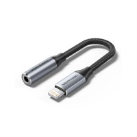Перехідник Lightning to 3.5mm 0.1m cotton braided aluminum gray Vention (BMBHA)