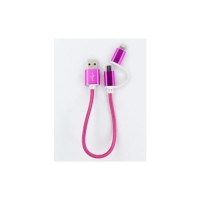 Дата кабель USB 2.0 AM to Lightning + Micro 5P 0.2m pink Dengos (NTK-LM-SHRT-MT-PINK)
