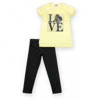 Набір дитячого одягу Breeze з написом "LOVE" із паєток (8307-128G-yellow)