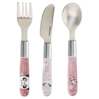 Набір дитячого посуду Lovi EXOTIC ANIMALS столові прибори з нержавіючої сталі, рожеві (9/477_pin2)