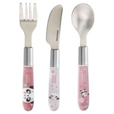 Набір дитячого посуду Lovi EXOTIC ANIMALS столові прибори з нержавіючої сталі, рожеві (9/477_pin2)