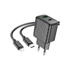 Зарядний пристрій HOCO CS23A USB-C PD30W + 1xUSB QC3.0 + cable USB-C to Lightning black (6942007609951)
