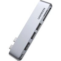 Концентратор Ugreen 2xUSB-C to HDMI + 2xUSB 3.0 + SD/TF + USB-C CM380 gray (80856)