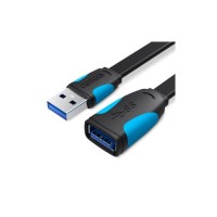 Дата кабель USB 3.0 AM/AF 2.0m flat black Vention (VAS-A13-B200)