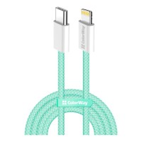 Дата кабель USB-C to Lightning 1.0m 27W green ColorWay (CW-CBPDCL061-G)