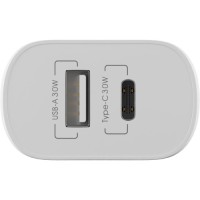 Зарядний пристрій Globex 1xUSB + 1xUSB-C 30W FastPower white (30WAC)