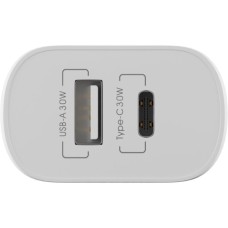Зарядний пристрій Globex 1xUSB + 1xUSB-C 30W FastPower white (30WAC)