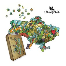 Пазл Ukropchik дерев'яний Патріотичний Україна Квітуча size - L в коробці з набором-рамкою (Patriotic Ukraine Flower A3)