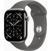 Смарт-годинник Apple Watch Series 11 GPS + Cellular 46mm Natural Titanium Case with Stone Grey Sport Band - S/M (MFCW4RK/A)