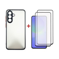Чохол до мобільного телефона Dengos Samsung Galaxy A36 Matte + glass 2pcs (Black) (DG-CTG2P-15)