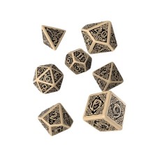 Набір кубиків для настільних ігор Q-Workshop Celtic 3D Revised Beige black Dice Set (7 шт) (SCER18)
