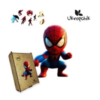 Пазл Ukropchik дерев'яний Супергерой Спайді size - L в коробці з набором-рамкою (Spider-Man Superhero A3)