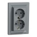 Розетка Schneider Electric ASFORA із заземленням подвійна сталь 16А (EPH9900162)