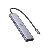 Концентратор Ugreen USB-C 7-in-1 2xUSB 3.0 + 2xUSB-C + HDMI 4K60Hz + SD/TF + PD 100W (45521)