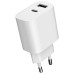 Зарядний пристрій Gembird 1xUSB-A+1xUSB-C 5V/2.4A (12W) white (TA-UC-2AC12-01)