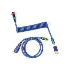 Дата кабель USB 2.0 AM to USB-C 1.08m Premium Coiled Aviator Straight rainbow plated blue Keychron (CAB6_KEYCHRON)