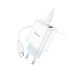 Зарядний пристрій HOCO C105A Stage 1xUSB-C PD20W + 1xUSB QC3.0 + cable USB-C to USB-C White (6931474782922)