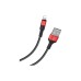 Дата кабель USB 2.0 AM to Lightning 1.0m 2A 18W nylon black+red HOCO (6957531080190)
