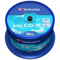 Диск CD Verbatim 700Mb 52x Cake box 50 Crystal AZO (43343)