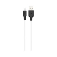 Дата кабель USB 2.0 AM to Lightning 2.0m 2.4A silicone X21 black+white HOCO (6931474713780)