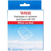 Стрічка для принтера етикеток WWM для Epson LW-700 24mm х 8m White-on-Red (WWM-SD24R)