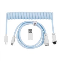 Дата кабель USB-C + USB A to USB-C 1.36m Coiled Aviator blue Keychron (CAB19_KEYCHRON)