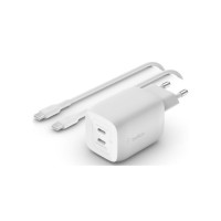 Зарядний пристрій Belkin 2xUSB-C PD65W GaN PPS + cable USB-C to USB-C 2.0m White (WCH013VF2MWH-B6)