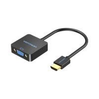 Перехідник HDMI M to VGA F 1080P 60Hz 3,5mm Audio Micro USB (F) powered Vention (ACRBB)