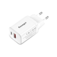 Зарядний пристрій Essager 1xUSB + 1xUSB-C PD30W white (ECTPQS-ZTB02)