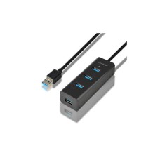Концентратор AXAGON USB 3.1 to 4xUSB 3.0 1.2m + cable USB to Micro 5P black (HUE-S2BL)