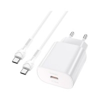 Зарядний пристрій HOCO N22 Jetta USB-C PD25W + cable USB-C to USB-C White (6931474760081)