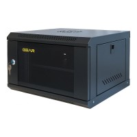 Шафа настінна GEAR 6U 19" 600x450x350 мм, + полка 19", black (GWMSN-6U-600-450)