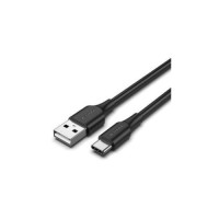 Дата кабель USB 2.0 AM to USB-C 1.5m 3A nylon braided LED black Vention (CTFBG)