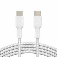 Дата кабель USB-C to USB-C 1.0m braided white Belkin (CAB004BT1MWH)