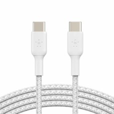 Дата кабель USB-C to USB-C 1.0m braided white Belkin (CAB004BT1MWH)