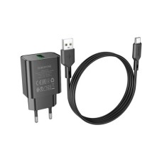 Зарядний пристрій BOROFONE BA72A Spring USB QC3.0 + cable USB to USB-C 18W Black (6974443388589)