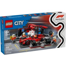 Конструктор LEGO City Піт-стоп і піт-екіпаж F1 з болідом Ferrari (60443)