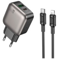 Зарядний пристрій BOROFONE BAS55A Absolute 1xUSB-C PD30W + 1xUSB QC3.0 + cable USB-C to Lightning Black (6941991116247)