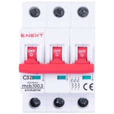 Автоматичний вимикач E.NEXT 3-п e.industrial.mcb. 32А C ( 10кА) (i0180024)
